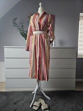 Zara Maxi Midi Kleid Hippie Boho Ibiza Blusen Hemd Kleid Streifen bunt M 38 wNeu