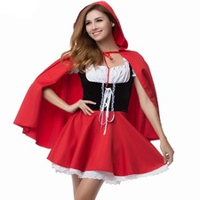 Hood Costume Cape Dress Up Halloween Cosplay Fairy Tale Princess for Women Adult