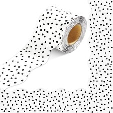50 Feet Bulletin Board Borders Black White Wavy Dots Scalloped Rolled Borders...
