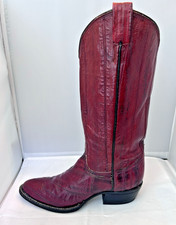 Vintage Tony Lama Black Lable Style 8121 Eel Skin Western Boots Size 6B Burgundy