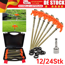 12-24x Zelt Heringe Stahl Schraubheringe Robuste Erdnägel Gewinde für Camping