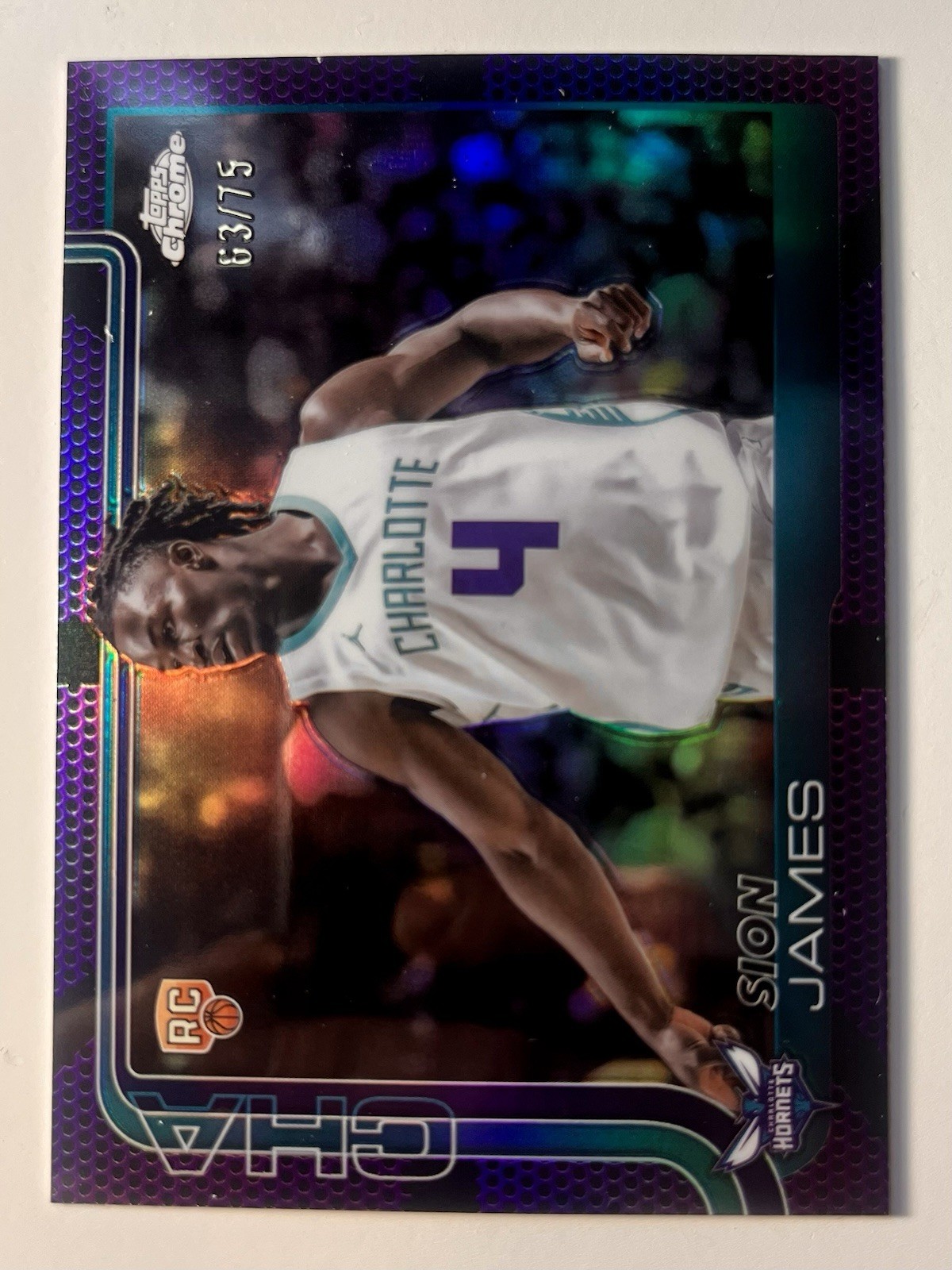 2025-26 Topps Chrome SION JAMES #283 RC Rookie Purple Refractor /75