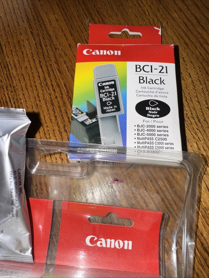Lote genuino de 6 cartuchos de tinta nuevos Canon BCI-21 negro (4) y (2) color Foto 3 de 4