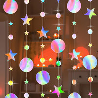 65 Ft Stern Papier Girlande Glitzer, 5 StüCk 4M HäNgende Iridescent Garland FüR
