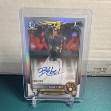 2025 Topps Bowman Draft Chrome Prospect Auto RC Brady Ebel #CPA-BE /499 Brewers