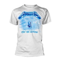 Metallica - Ride The Lightning (White) White T-Shirt, Front & Back Print Large