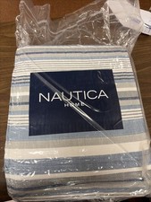 Nautica Jettison 3-Piece Blue Striped Cotton King Quilt Set NEW