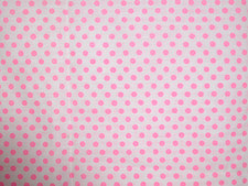 Barbie Pink 1/4 inch Polka Dots on white Summer Print Cotton Fabric 3 yds. X 45
