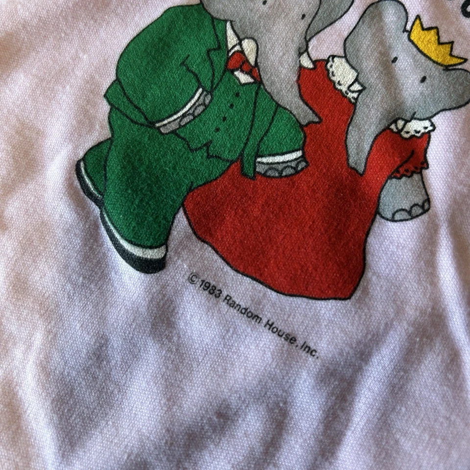 Camiseta Promocional Vintage Años 80 King Babar & Celeste TV Show Rosa Bebé Niño Pequeño Talla 2T Foto 2 de 4
