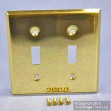 Leviton Polished Brass 2-Gang Toggle Switch Cover Wall Plate Switchplate 89709