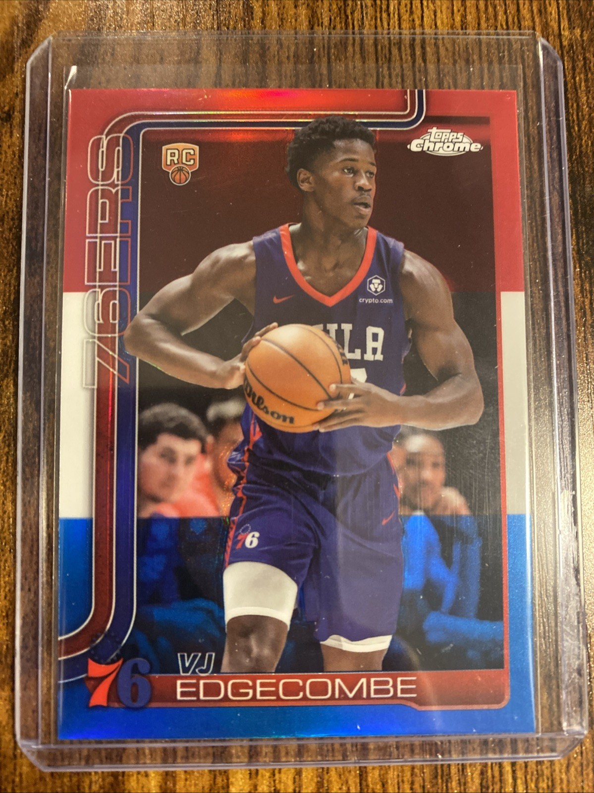2025-26 Topps Chrome VJ Edgecombe #253 Red White Blue Rookie RC SSP