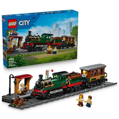 LEGO City Vintage Steam Train Toy - STEM Model Kit - Set w/Station, Track, Cab C