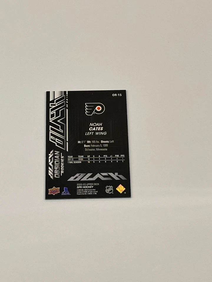 2022-23 SPX BLACK OBSIDIAN ROOKIE NOAH CATES 375/499 - PHILADLPHIA FLYERS - Image 2 of 2