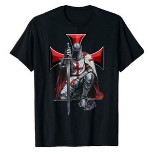 Maglietta Knights Templar, T-Shirts Unisex, Top Girocollo A Maniche Corte con Stampa 3D Cosplay di Medieval Crusade (XXS-4XL