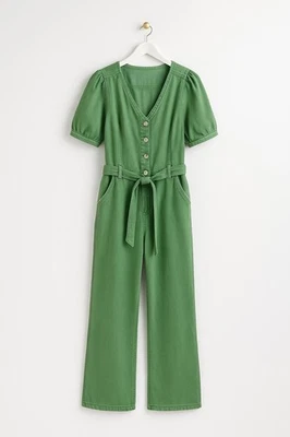 Nuovissima tuta denim Oliver Bonas manica a sbuffo verde dettagli cuciture prezzo consigliato 6-18