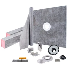 Uimoso Waterproofing Shower Curb Kit Shower Kit 48" x 48'' w/ Central Drain PVC