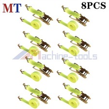 8 Pack Yellow Ratchet Straps J Hook 2" x 15' 5000 Lbs Heavy Duty Tie Downs