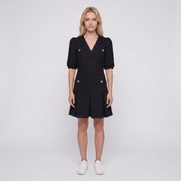 Maje Kleid Schwarz Tweed GläNzend Gr. 38 FR Damen MFPRO02571