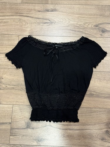 Gucci Top Blusa Nero Cropped Increspato Donna Taglia XS - Foto 5 di 6