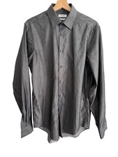Calvin Klein Men's Gray Slim Fit Non-Iron Dress Shirt Large 34/35