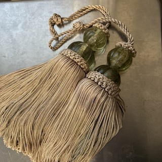 Antique Large Glass Beaded Curtain Tassel Pair 13”