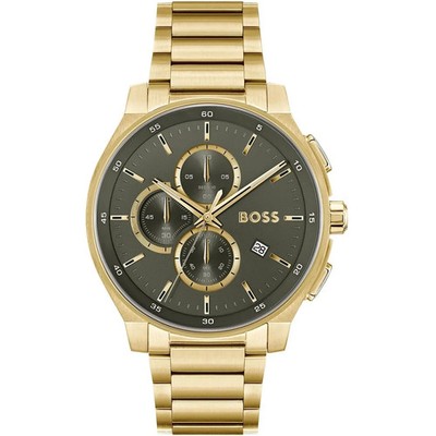 Hugo Boss Peak Men's Green Dial Gold Tone Metal Bracelet Watch 1514190