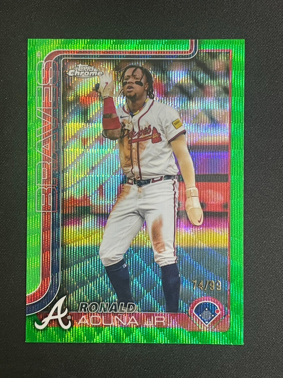 Ronald Acuna Jr. 2025 Topps Chrome /99 Green Wave Atlanta Braves #257