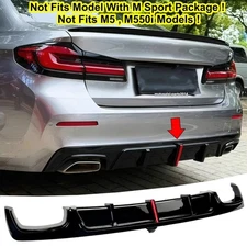 FOR 2021-2023 BMW 5 SERIES G30 LCI 530I 540I BASE REAR DIFFUSER LED GLOSS BLACK