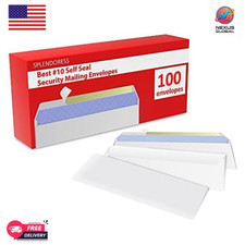  10 Security Envelopes Self Seal White No Window Business Mailing 100 Pack