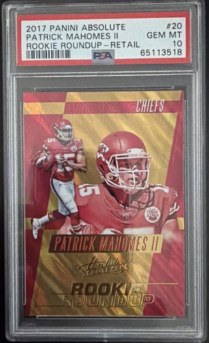 2017 PANINI ABSOLUTE ROOKIE ROUNDUP RETAIL #20 PATRICK MAHOMES II PSA 10