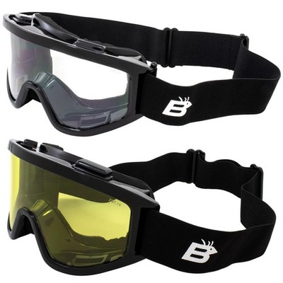 2 Pairs of Birdz Eyewear Padded Fit Over Motorcycle Goggles Anti-Fog Shatterproo