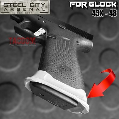 STEEL CITY for GLOCK 43X 48 ENHANCED MAGWELL WHITE 7075 Billet
