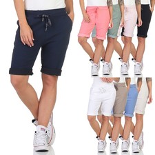Damen Bermuda Short Shorts Baggy Capri kurze Hose Sport Freizeit Knielang Sommer