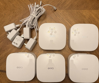 eero Pro 6 Mesh Wi Fi Router Bundle K010001 White 5 Pack 2 LAN w/ Power Adapters