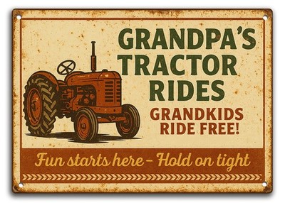 Blechschild im Vintage Stil - Opa s Tractor Rides - rustikales Bauernhaus Wandbild