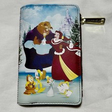 Boxlunch Loungefly Disney La Bella y la Bestia Invierno Patinaje sobre Hielo Cremallera Cartera Nueva