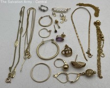 Assorted 14K Gold Tone Necklace Earrings Pendant Fine Jewelry Mixed Lot