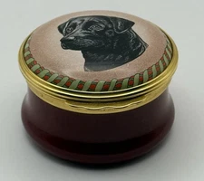 Halcyon Days "Black Labrador Retriever" Enamel Pill Box