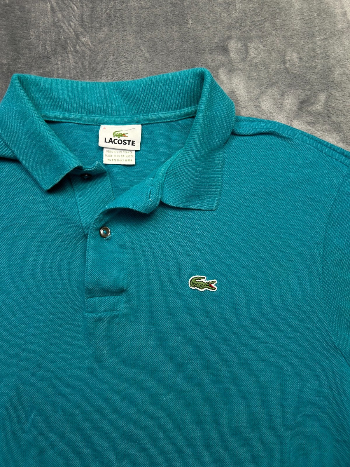 Vintage Lacoste Polo Shirt Mens FR 6 Large Teal Blue Short Sleeve Classic Fit thumbnail 3