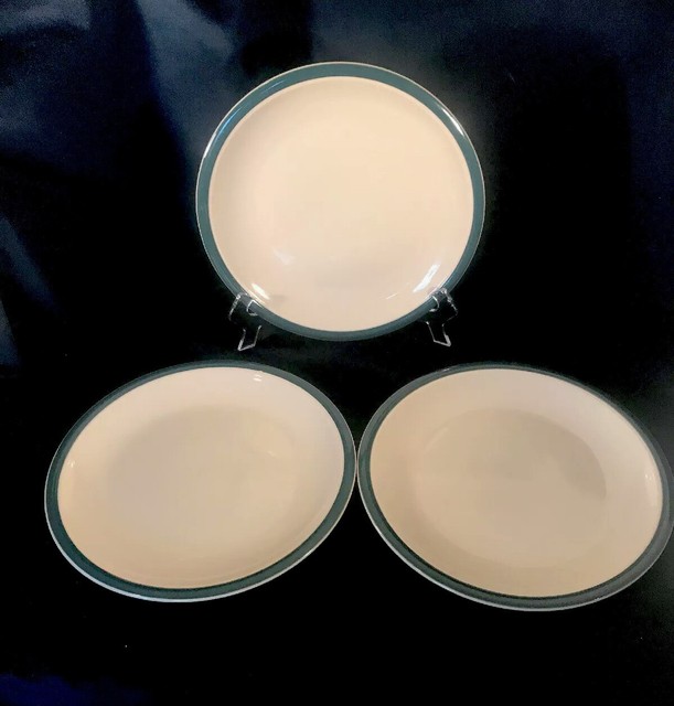 Tienshan KITCHEN BASICS COLORS Green Rim Dinner Plate 10 3/8" SET OF 3