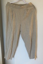 Bic  by Sag Harbor pants size 12 linen blend tan beige side zip pleated front