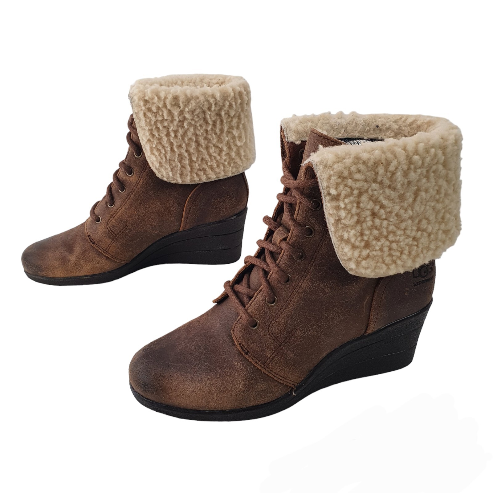 ugg australia boots size uk zea oil suede shearing wedge ankle