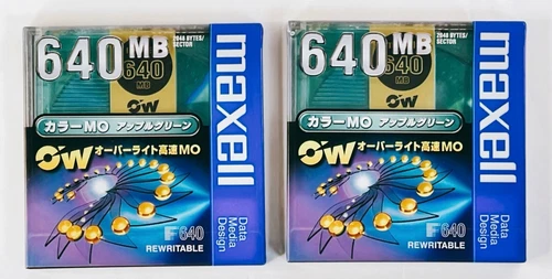 MAXELL MO 640MB Magneto Optical Disk Set of 2 Rewritable Color MO Japan