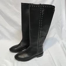 Steven Black Leather Riding Boot Size 7.5 NC-ZOE Knee High Natural Comfort