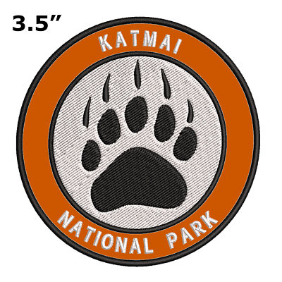 Katmai National Park Patch Embroidered Iron-On Applique Nature Badge Bear paw