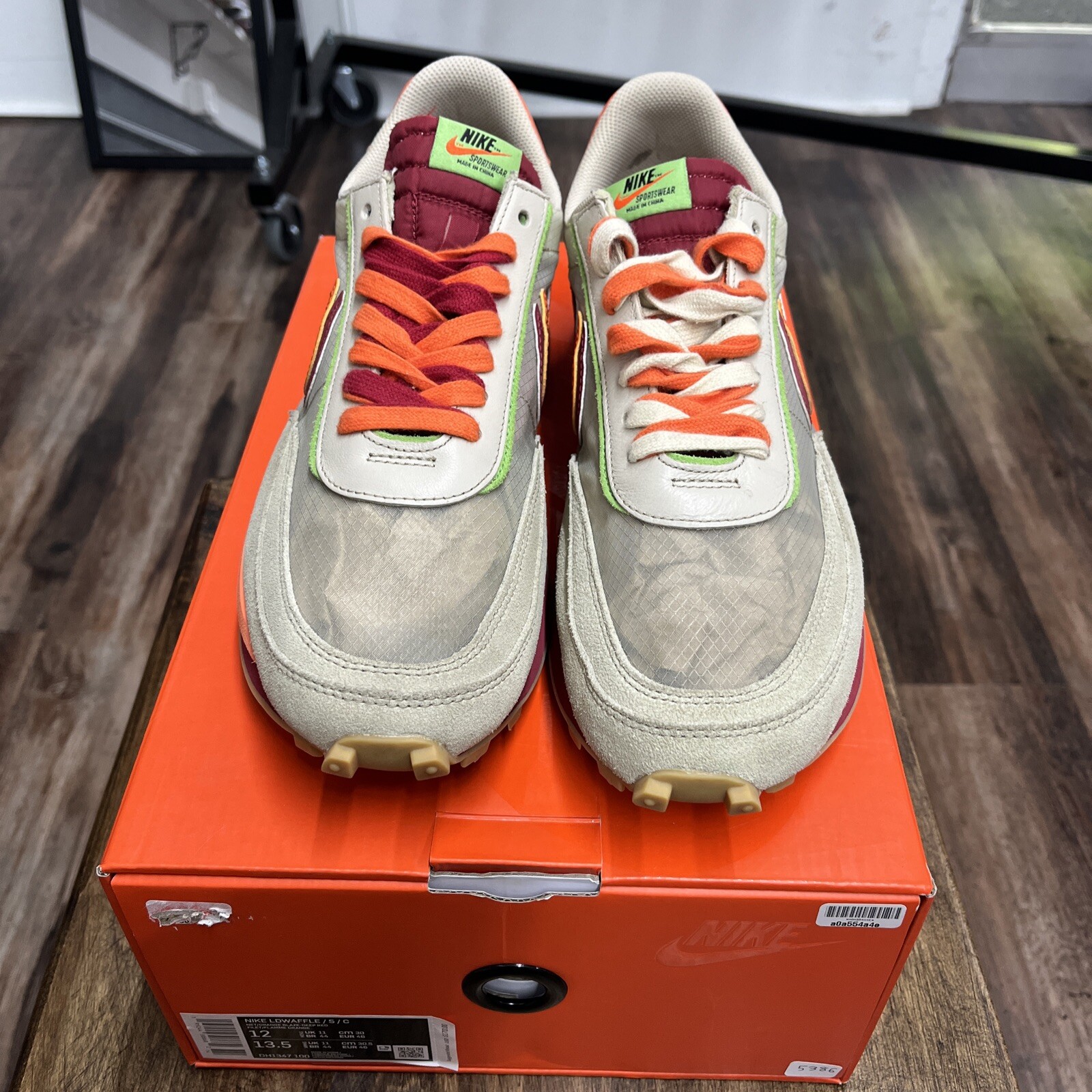 SACAI X NIKE Taglia 12 Nike sacai x Clot x LDWaffle Net arancione Blaze