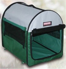 27" Pet Carrier Travel Bag Crate Tent Cage Folding w/Case Green Beige Dog Cat
