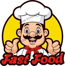 Chef Fast Food sticker trailer cafe van unit street food decal (choose size)