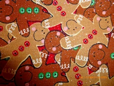 Gingerbread Man Men Fabric Sparkles Glittery Quilting Cotton Christmas BTY