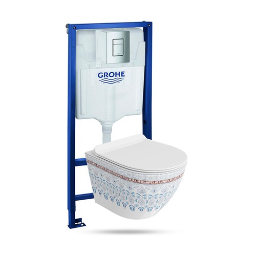 GROHE Vorwandelement Solido + Wand WC Sofi Slim Folklor + Knopf Set - Bild 15 von 29